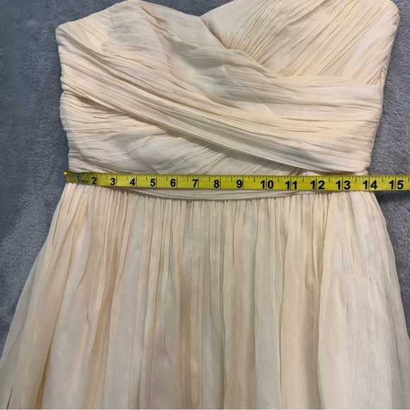J.Crew Vintage Y2K Silk Cranked Strapless Cream Rushed Cocktail Dress Size 8 - Picture 6 of 8
